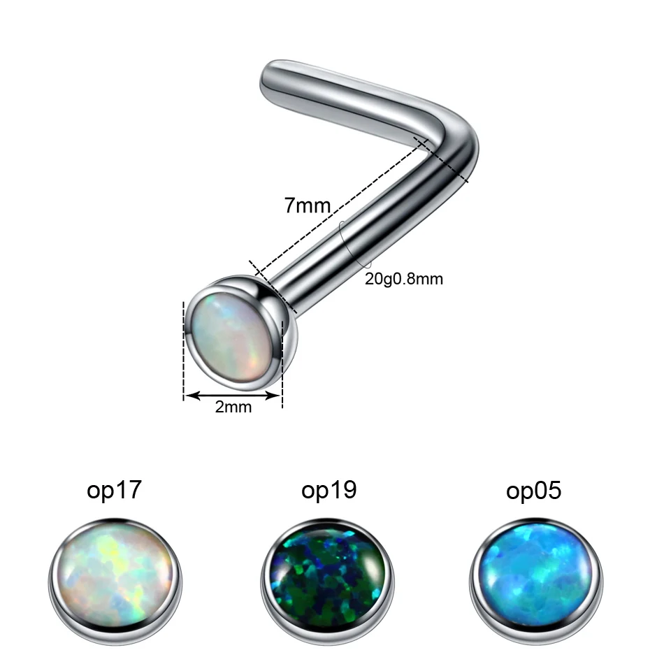 1 шт. титановый Опал пирсинг носа Перегородка носа кольца Клипсы Серьги язык губы кольцо микро Кожный Якорь Украшения для тела - Окраска металла: Style 12