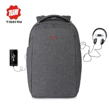 Tigernu nueva llegada de carga externa usb laptop backpack 15.6 pulgadas mujeres de los hombres mochila bolsa a prueba de salpicaduras