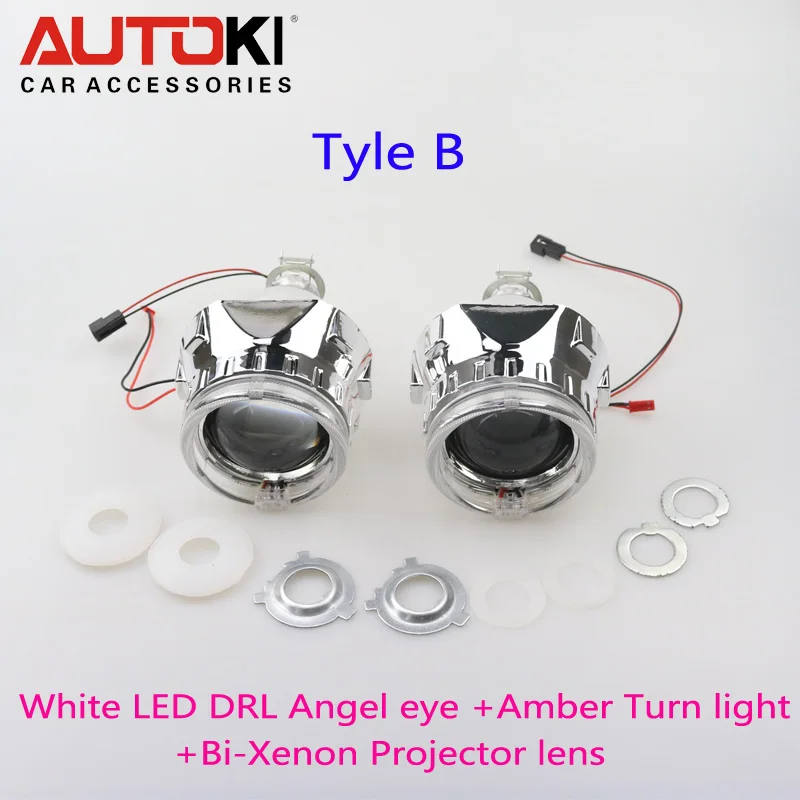 Free-Shipping-2-5-HID-Bi-xenon-Projector-Lens-with-Dual-Color-Led-Angel-Eyes-Shroud