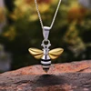 Lotus Fun-bijoux fins faits à la main, joli ensemble de bijoux en argent Sterling 925, joli miel abeille, avec boucles d'oreilles, collier pendentif ► Photo 3/6