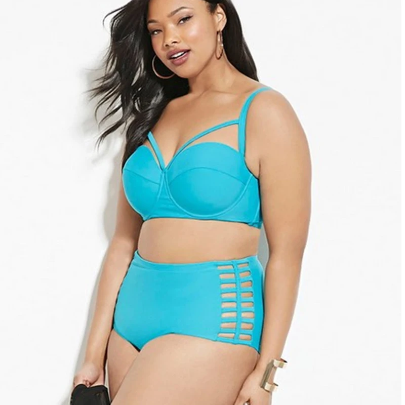 FLYMALL New Sexy Bikinis Women Swimwear Solid Fold High Waisted Bikinis Set Plus Size Swimwear Bathing Suit Biquini 3XL O20 10 FLYMALL New Sexy Bikinis Women Swimwear Solid Fold High Waisted Bikinis Set Plus Size Swimwear Bathing Suit Biquini 3XL O20 10