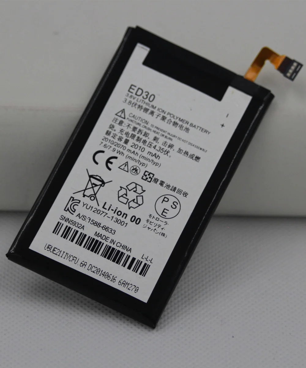 

2pcs/lot ISUNOO Phone Battery ED30 For Motorola Moto G G2 XT1028 XT1032 XT1033 Internal Replacement Lithium Batteries 2010mah