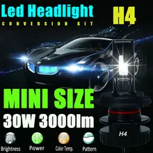 H4 9003 HB2 12V 24V 30W 3000Lm Led Headlight Bulb Headlamp Kit 6000K White High Power Light Lamp Replace Xenon Hid Halogen Fog