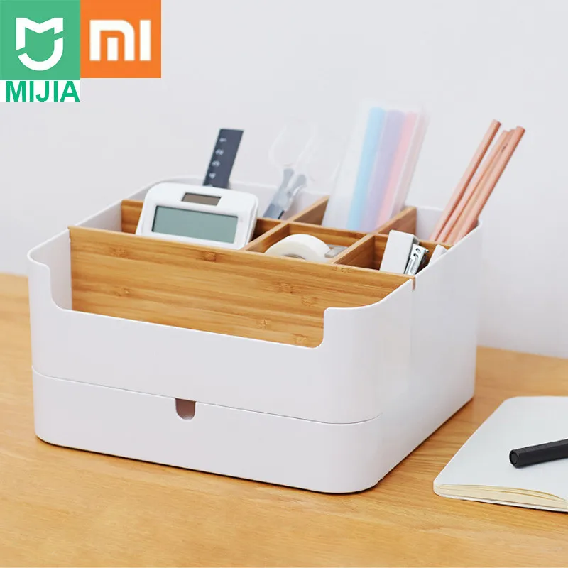 Xiaomi Mijia стол из бамбукового волокна съемный Органайзер коробка суб-сетка дизайн косметический ящик для хранения Портативный чехол для ванной комнаты