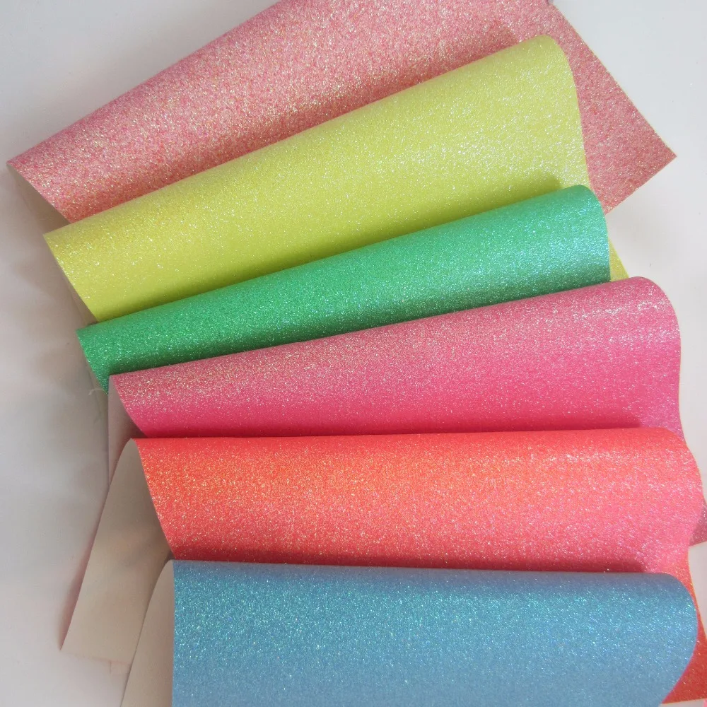

6pcs A4 sheet 21x30cm fine glitter fabric synthetic faux PU leather fabric for bows bags home decoration diy CN131