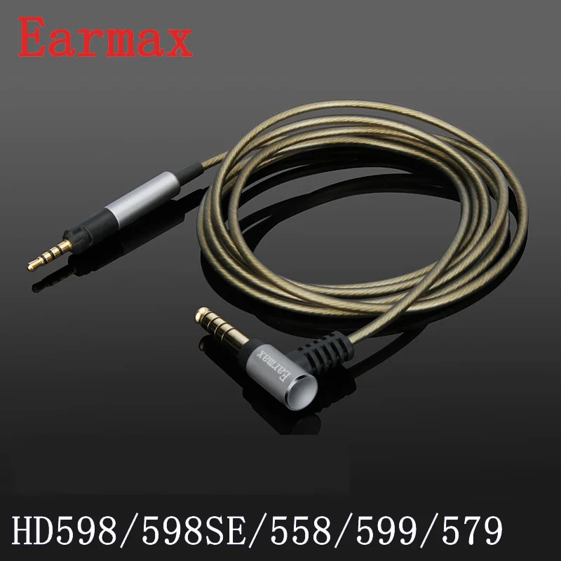 Earmax 4,4 мм/2,5 мм кабель для наушников посеребренный Aux аудио кабель Замена для Sennheiser-HD598se/518/558/569/579/599