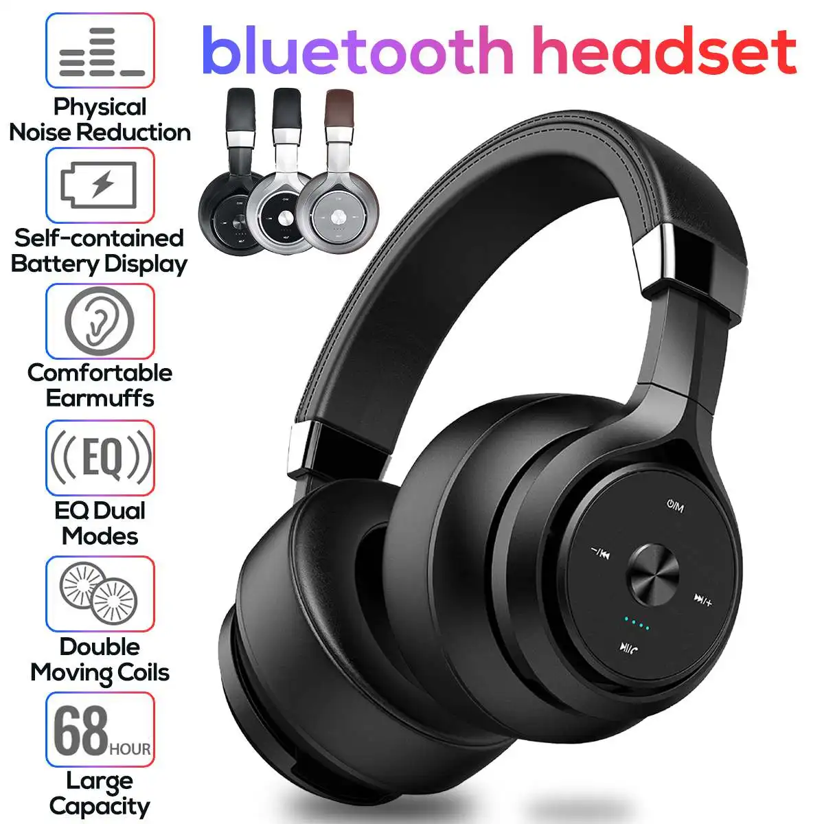 

Wireless bluetooth Headphones EQ Mode Super Bass Stereo HIFI Headset LED Rotatable Foldable Over-Ear Headphones For Mobile Phone