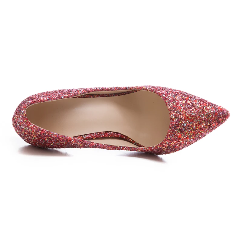 Black Cm sliver gold Slip Mujeres Stilettos Boda red 12 Talón Zapatos Lentejuelas Punta pink Nupcial Alto blue De Bombas on Tacón Estrecha xRPwBq1pa