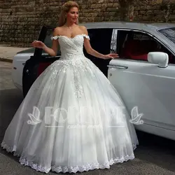 Роскошные белые свадебное платье с аппликацией длинные 2019 Милая кружево Pleat наряды на свадебную вечеринку Бальное Платье vestidos De Noiva Trouwjurk