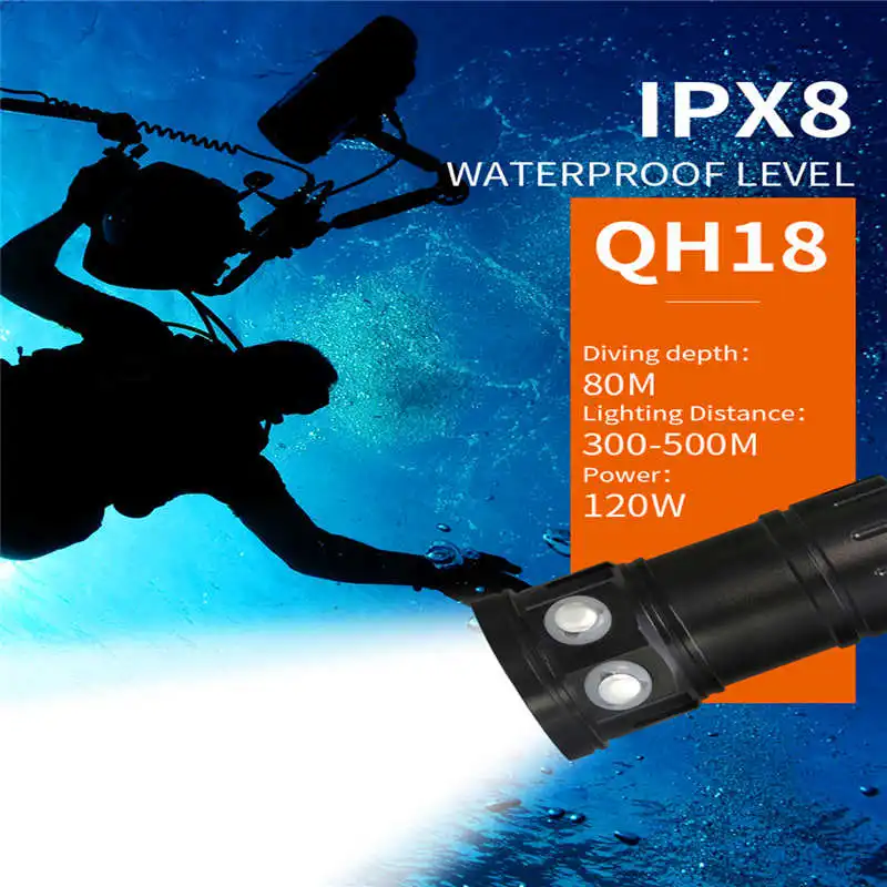 led flashlight 18650 LED Flashlight Photography Light Underwater powerful led flashlight waterproof laser pointer #4S10 (24)