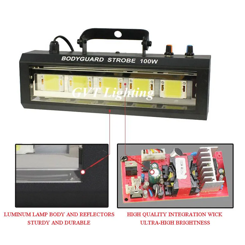 LED Strobe light 100W Sound/Adjustable speed/Auto Control LED White Flash Light Disco Party Home Music Show Stage Projector