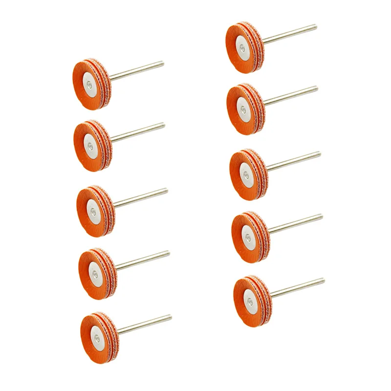 10pcs PU Leather Fine Polishing Buffing Wheels 3.2mm Shank Mandrels