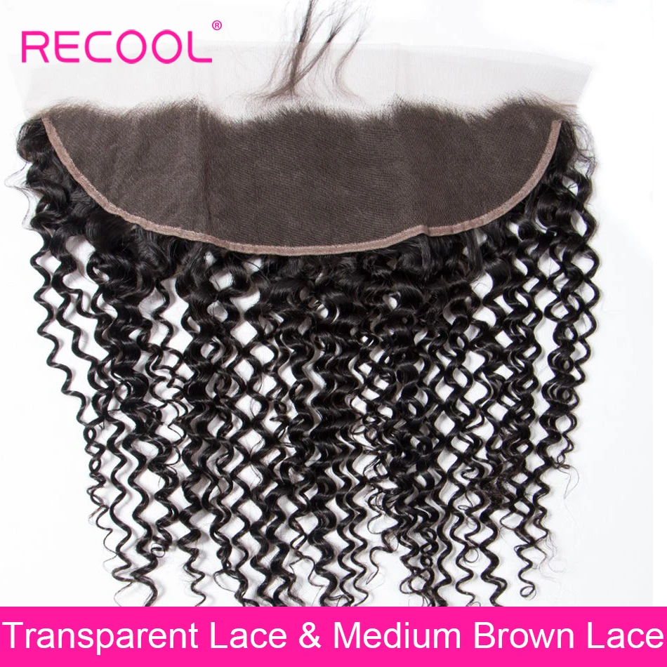 

Recool Brazilian Curly Hair HD Transparent Lace Frontal Closure Pre Plucked Swiss Lace Closure Human Hair Lace Frontal Closure