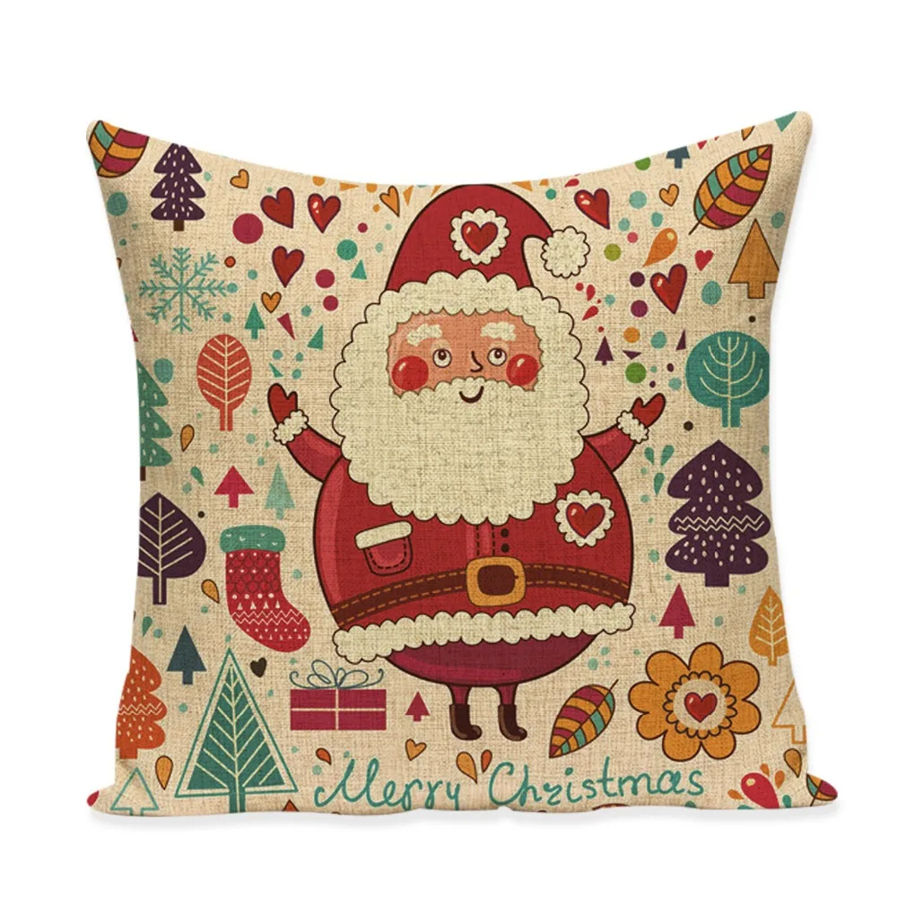 

Pumelo Tree Christmas Santa Claus Pattern Cotton Linen Throw Pillow Cushion Covers Car Home Sofa Decorative Pillowcase