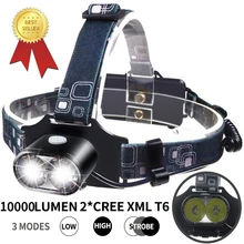 

2*CREE XML T6 10000 Lumen Front Headlamp USB Head Light Rotate 3 Modes Frontal Led Rechargeable Led Camp Head Flashlight Torch
