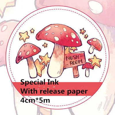 

Special Ink 40mm wide mushroom decoration washi tape DIY scrapbooking masking tape With release paper