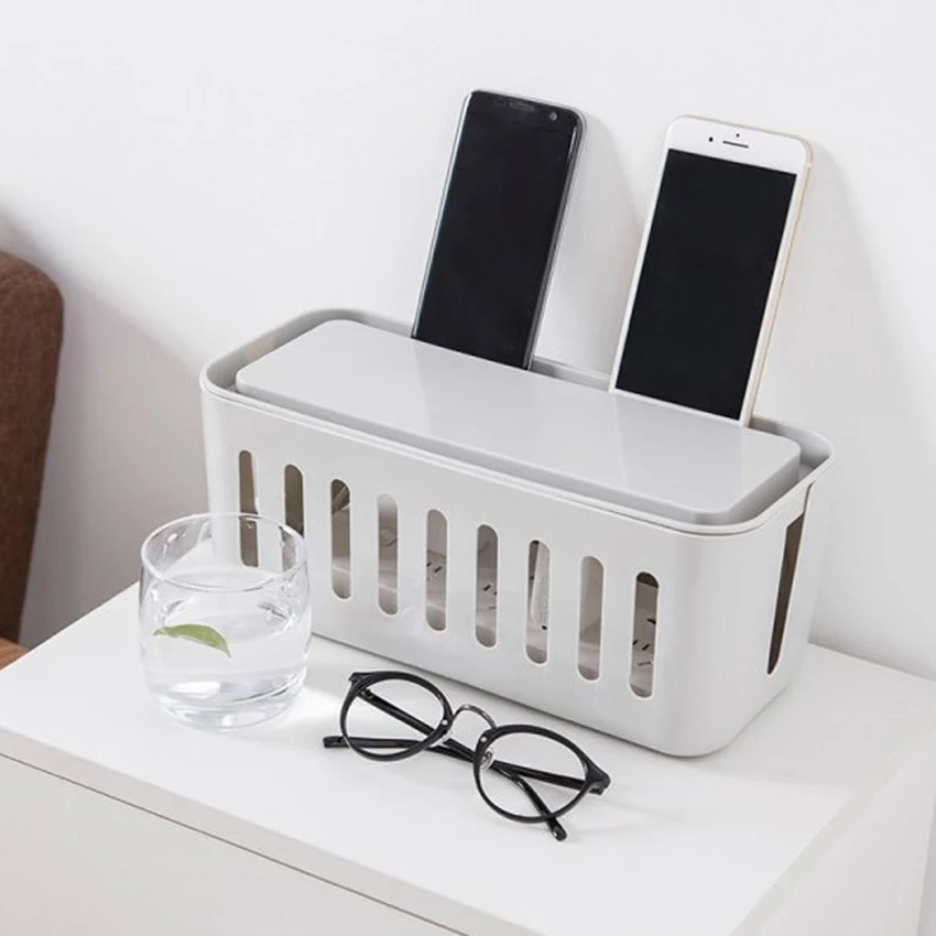 

Practical Desk Power Cable Socket Boxes Cable Storage Box Mobile Phone Charging Bracket Wire Management Socket Tidy Organizer