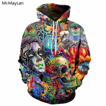 

New Paint Skull 3D Printed Hoodies Men Women Sweatshirts Hooded Pullover Brand 5XL Qaulity Tracksuits Boy Coats Fashion Outwear
