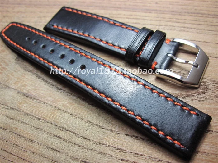 

20 21 22 mm man Handmade black Watchbands Genuine Leathe VINTAGE Wrist Watch Band Strap Belt outdoor motion Wristband Bracelet