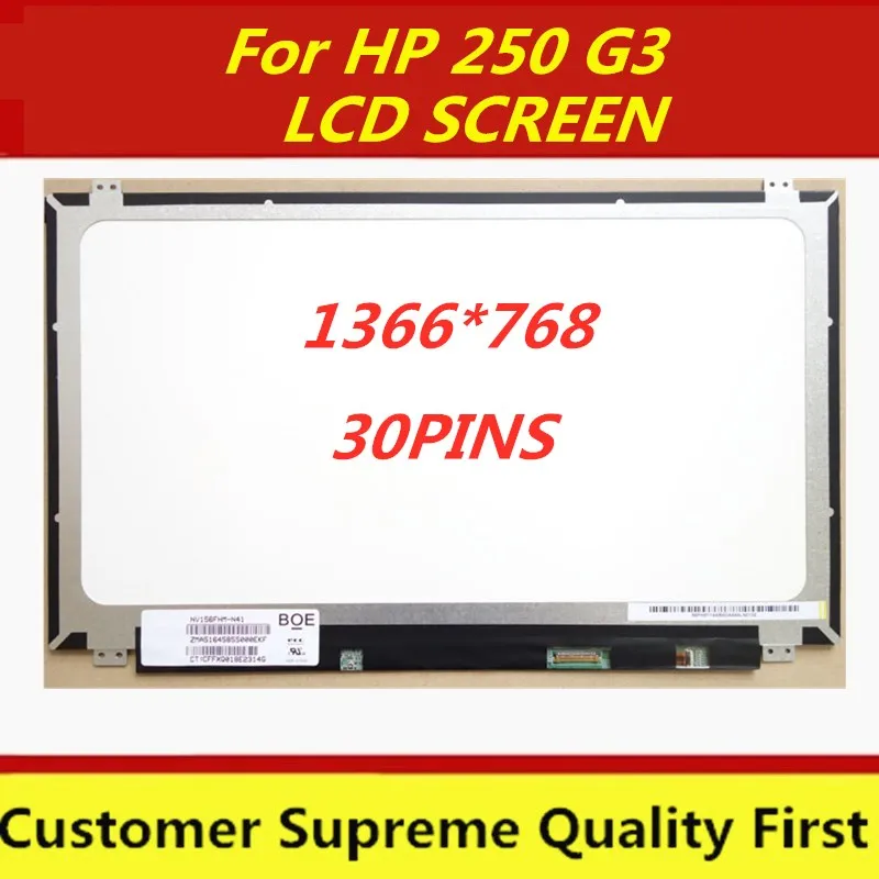 

15.6" laptop Matrix For HP 250 G3 (G4U97UT) Notebook LCD screen 30 Pins HD 1366X768 Panel Replacement