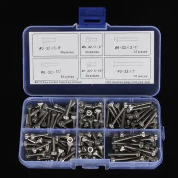 

Stainless Steel Hexagon Socket Head Cap Screw #6-32 UNC Accessories Kit Qty 180