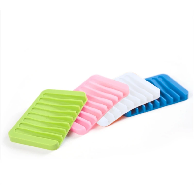 

2018 Silicone Non-slip soap holders soap holder Bathroom Flexible Soap Dish/ Plate Drain soap box bathroom/kitchen supplies