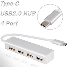 Питание type-C USB2.0 концентратор 4 порта Высокоскоростной тонкий компактный разветвитель расширения