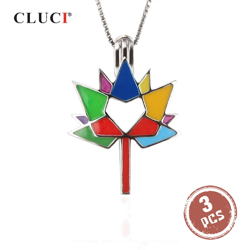 

CLUCI 3pcs Silver 925 Maple Leaf Shaped Pendant for Autism Awareness Women Jewelry 925 Sterling Silver Pearl Locket SC300SB