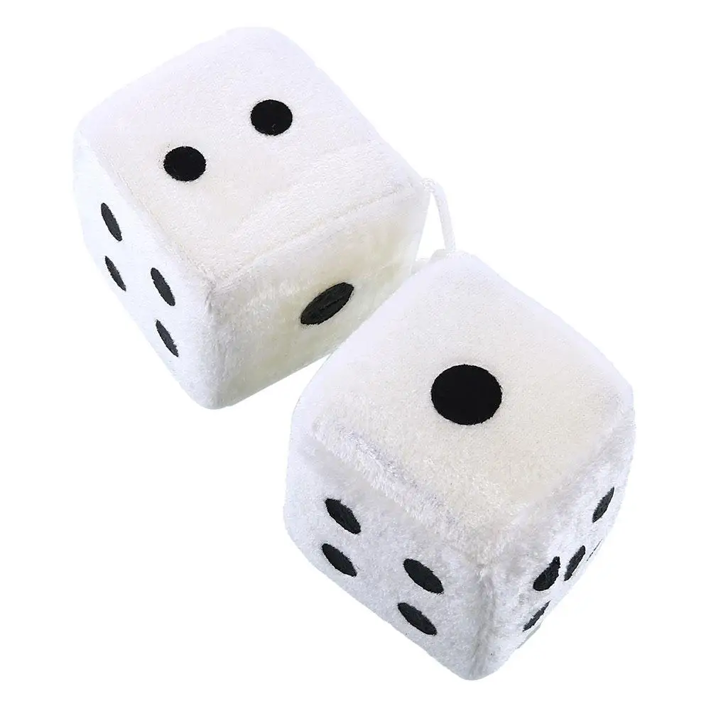

HOT 1 Pair White Fuzzy Plush 7CM Dice Dot Rear Mirror Hangers Vintage Accessories*Car Styling*Rear Mirror New