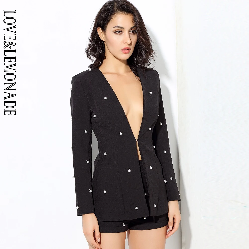 

Love&Lemonade V-Neck Nail Together Two-Pieces Sets Black/ Gary/Red/Pink LM0211