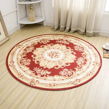 

Round Jacquard Countryside Carpets For Living Room Flower Bedroom Rugs And Carpets Computer Chair Floor Mat Cloakroom20