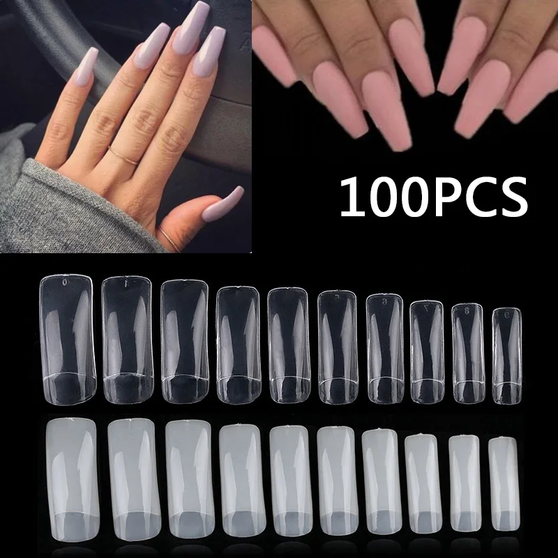 Профессиональный салон 100 шт женские полупокрытие Типсы для маникюра длинные