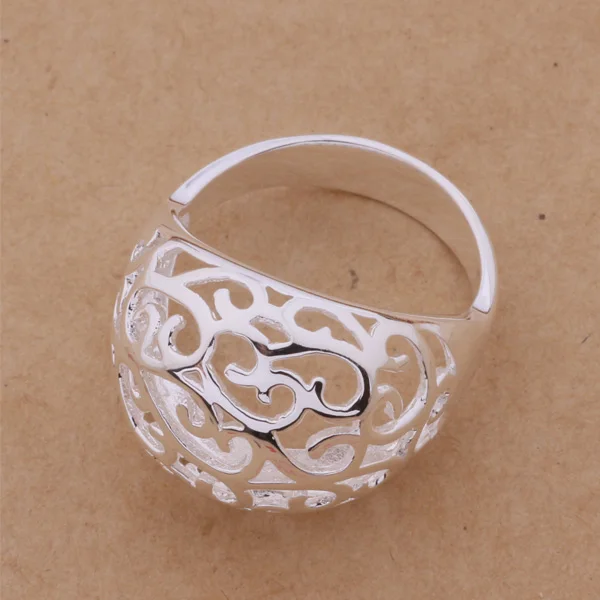 AR331 Prsten se šterlinkem, módní šperky, pečlivě vytvořené / Vyřezávané vzory / apsajgza aqmajhta stříbrná barva