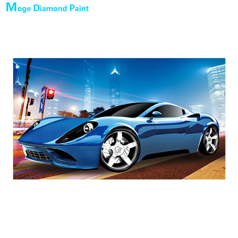 

Cartoon sports car Diamond Painting Full Round blue Ferrari New DIY Sticking Drill Cross Embroidery 5D simple Home Decoration