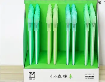 

korea fresh green forest gel pen cartoon stationery prize gift kawaii office writing student pen black ink pen ink pen 48pc/lot