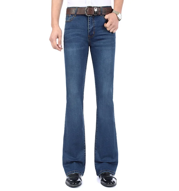 GRG высокое качество Для мужчин зимняя Фирменная Теплая Флисовая Закрытая синий сапог, свободный крой джинсы Бизнес Повседневное расклешенные брюки со средней талией штаны на мягкой подкладке