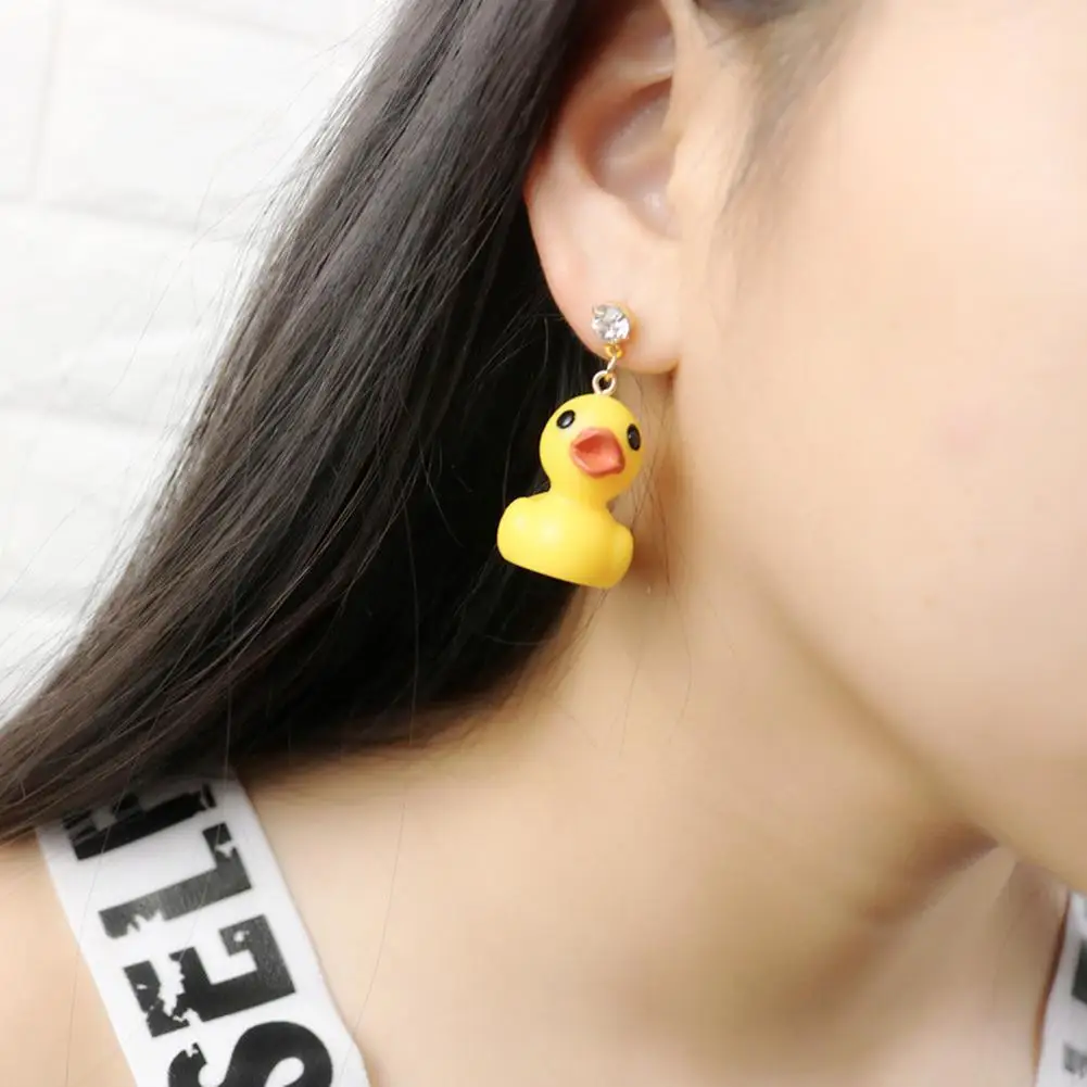 

Lovely Yellow Duck Dangle Drop Ear Stud Earrings Women Charming Jewelry Gift New