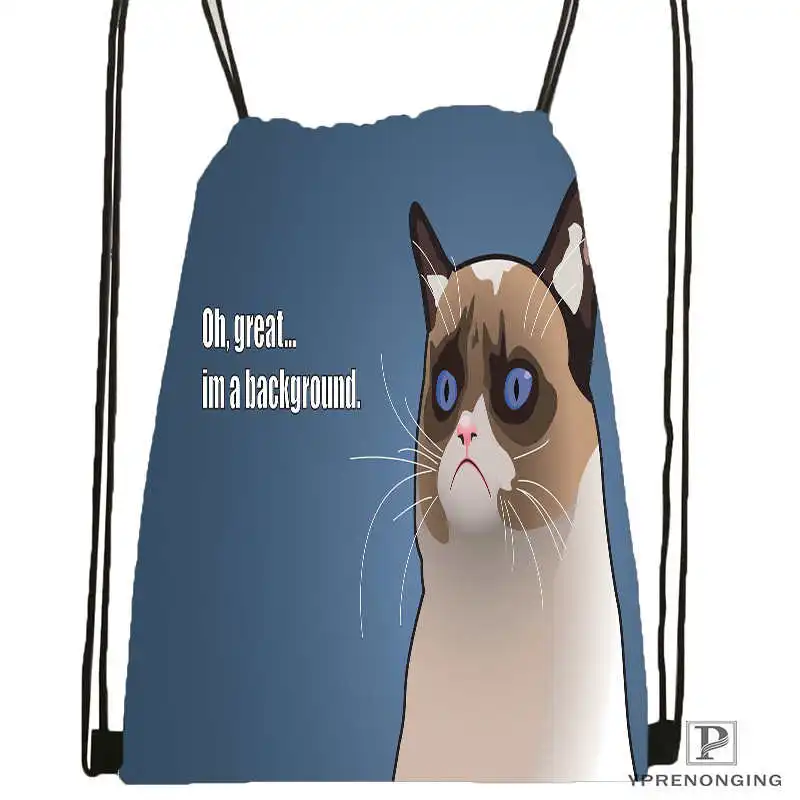 Drawstring Backpack Custom Kawaii Black Cat походная сумка на шнурке Cute Daypack Kids Satchel(черная спина) 31x40 cm#180531-02-45 - Цвет: Drawstring Backpack