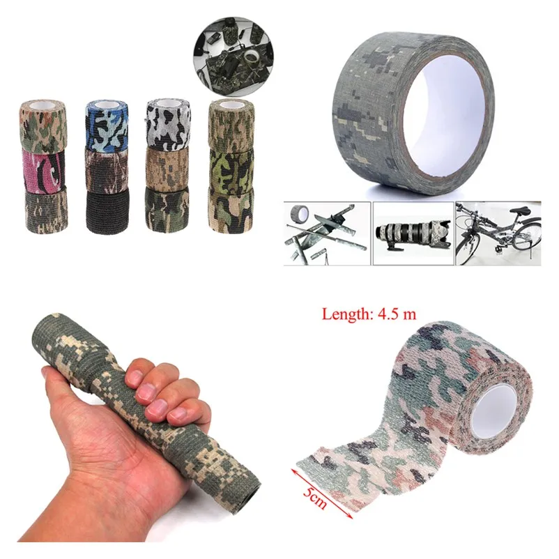 

Waterproof Hunting Camouflage Camouflage Stealth Tape Elasticity Outdoor Hunting Shooting Tool Hunting Accessories 5cm*4.5m