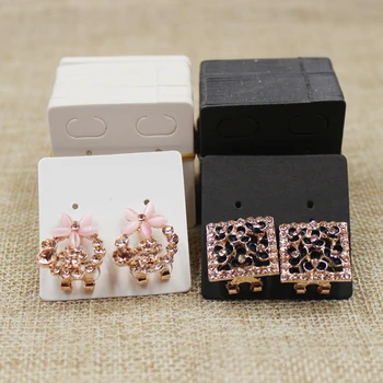 

Jewelry 200 pcs per lot 4*4cm new best-seeling white/black paper card stud earring package tag card for jewelry display packing