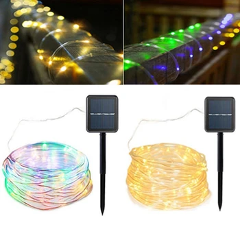

Solar Powered Led Fairy Copper Wire Rope String Light for Christmas 120LEDs 8Modes Waterproof holiday lights