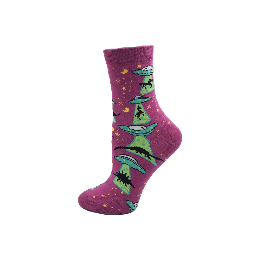 Милые модные мягкие новые хлопковые женские носки Единорог утка инопланетянин динозавр Красочные мультфильм счастье кавай забавные носки для девочек подарок