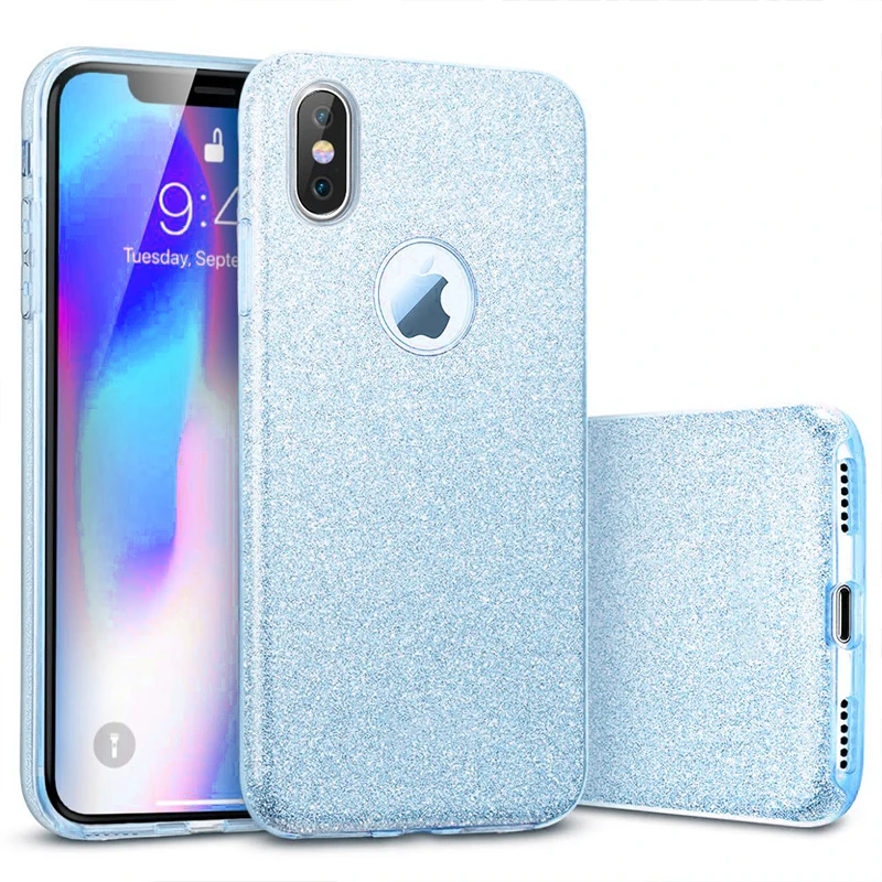 Чехол из поликарбоната+ ТПУ+ Блеск Блестящий Футляр для iphone 11 Pro XS макс 7 8, 6, 6S Plus, X XR 3 Слои Bling милый мягкий силиконовый чехол