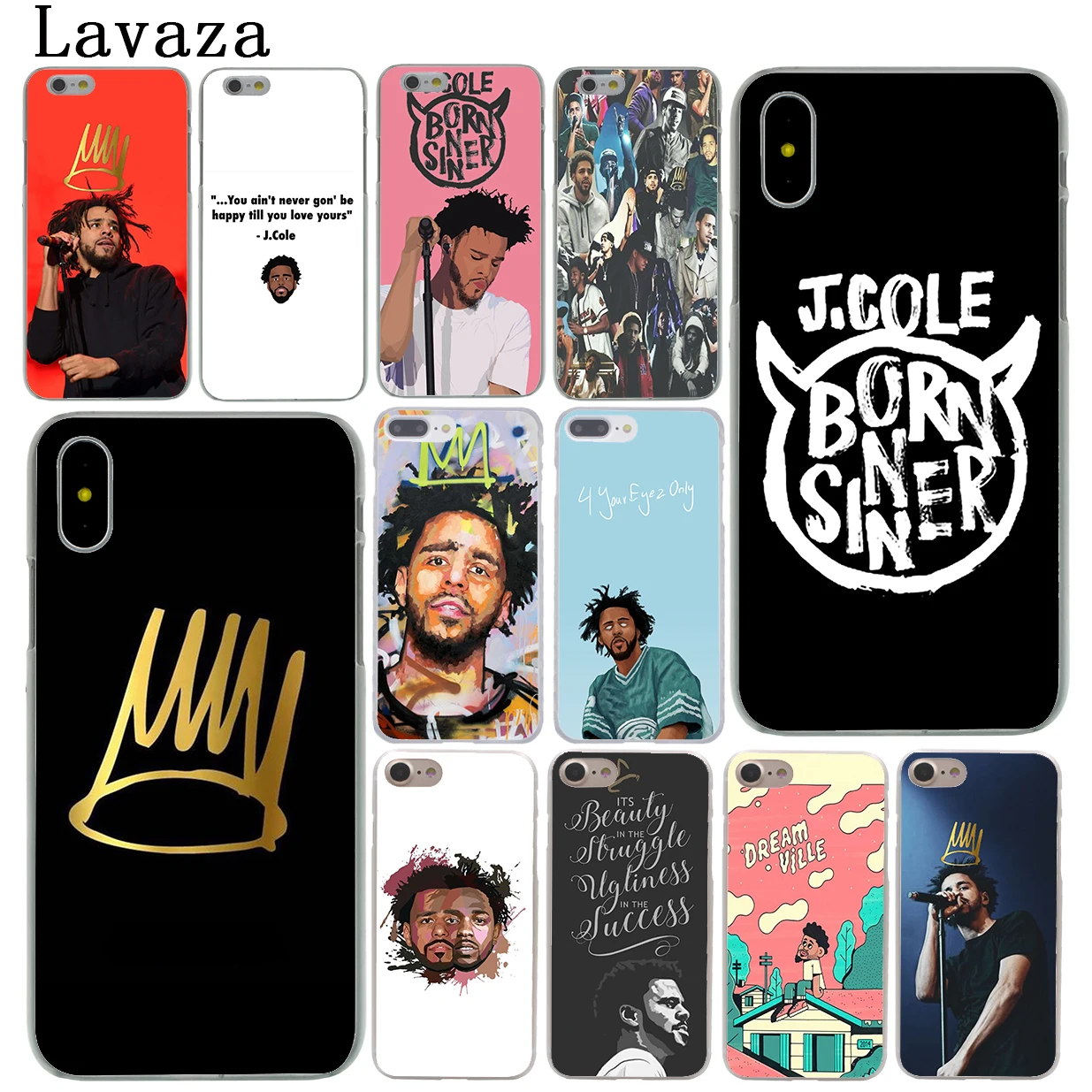 

Lavaza J Cole Born Sinner 8Plus Hard Phone Case for iPhone XR X XS 11 Pro Max 10 7 8 6 6S 5 5S SE 4 4S Cover