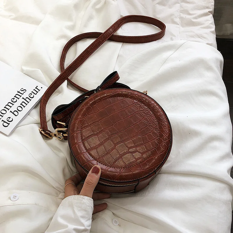 

Crocodile Pattern Crossbody Bags For Women 2019 Quality PU Leather Luxury Handbags Designer Ladies Round Shoulder Messenger Bag