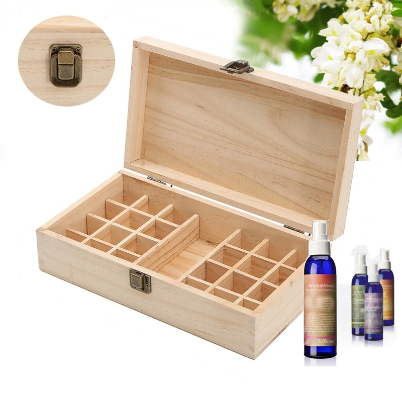 1pc Metal Lock Jewelry Treasure Wooden Box Case Essential Oil Bottles Aromatherapy Container Carry Organizer Storage