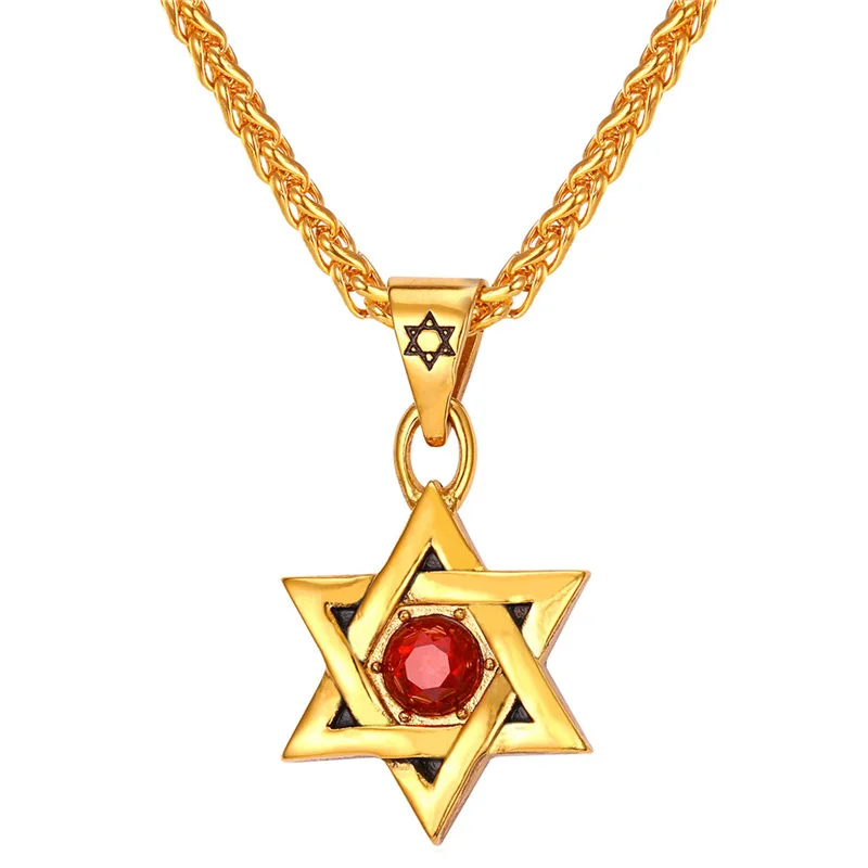 Herren Halskette Freimaurer Anhänger - Gold Farbe Davidstern Punk Schmuck