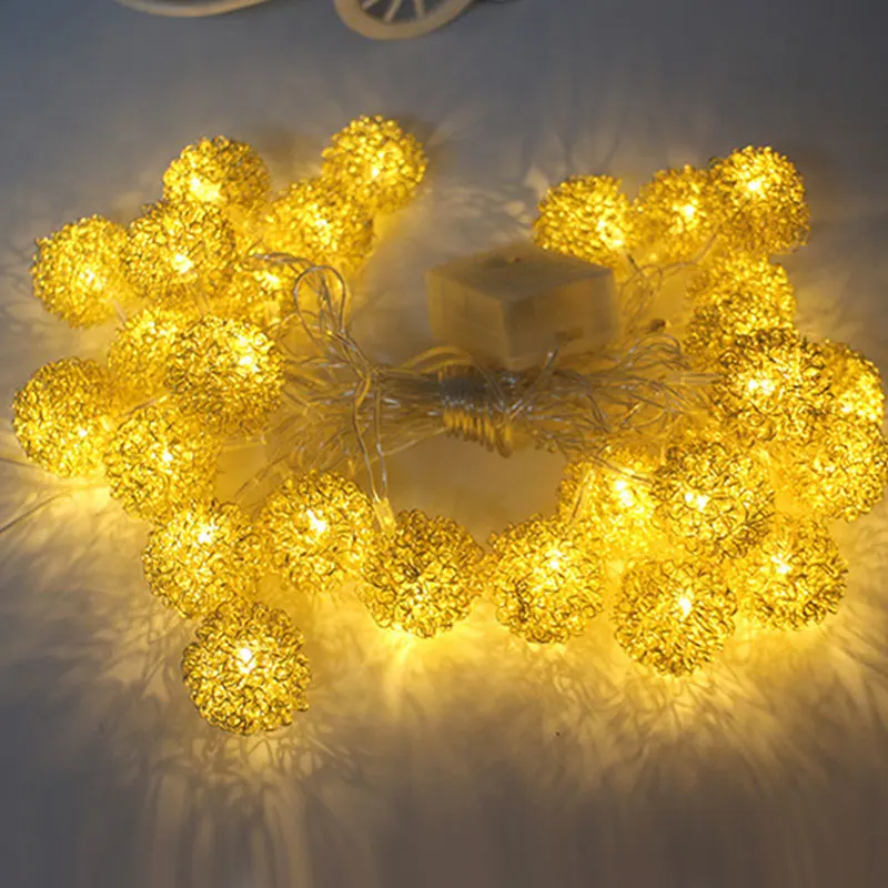 

2.5M 20Leds 5M 40Leds Metal Ball LED String Lights For Christmas New Year Party Wedding Home Decoration Fairy Lights Battery #