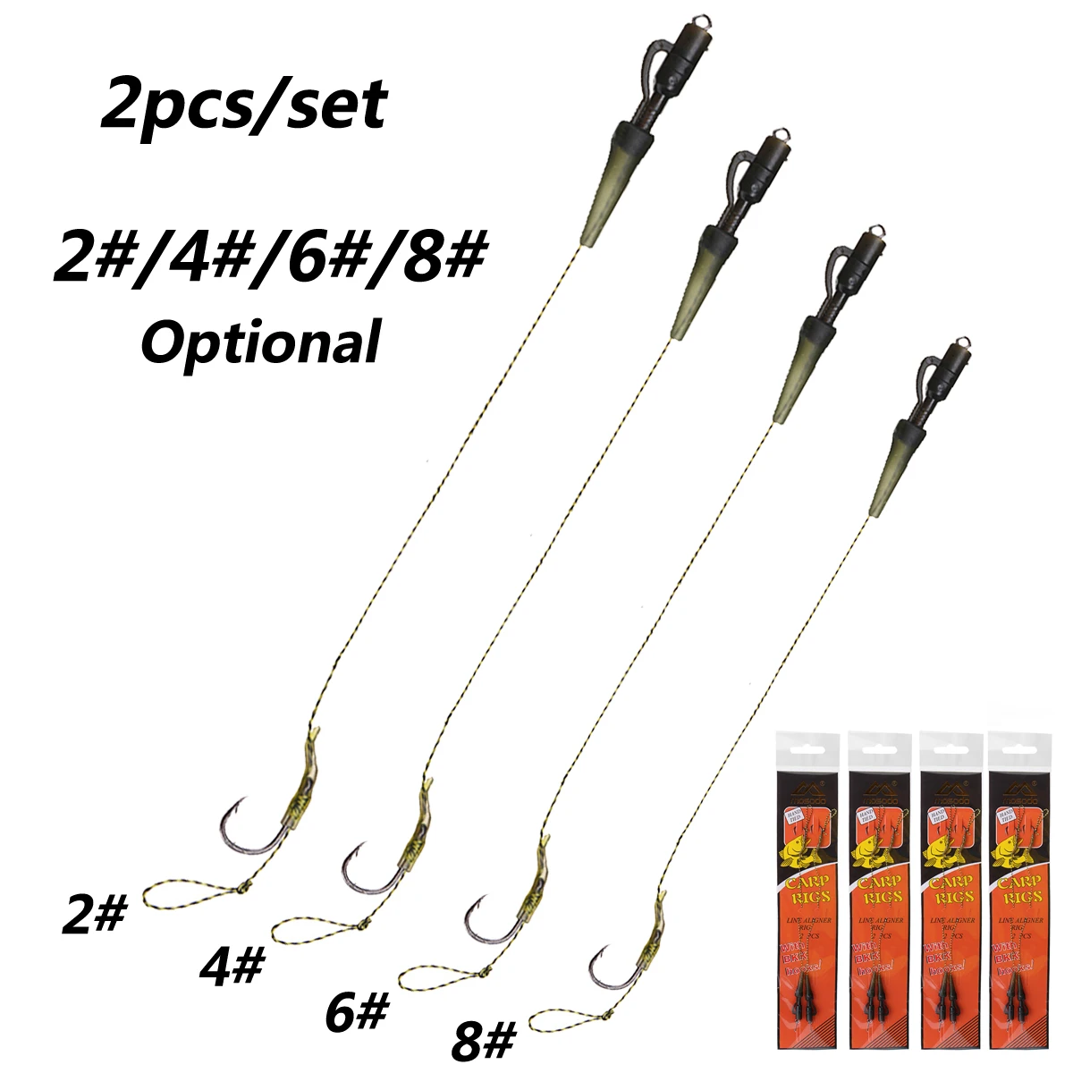 2 x Carp Fishing Hooks Carp Rig Hair CR G010 MOSODO LINE ALIGNER RIGS Type2 2 4 6 8 Hooks Carp