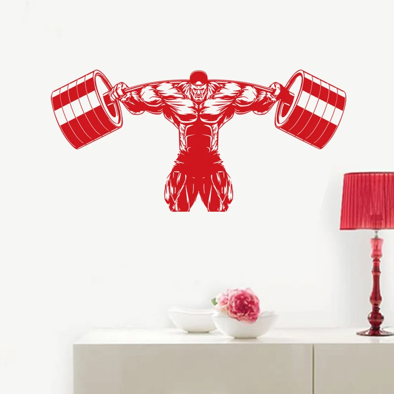  Fitness Club Decal Barbell Body-building Posters Vinyl Wall Decals Decor Mural Gym Sticker Fitness 